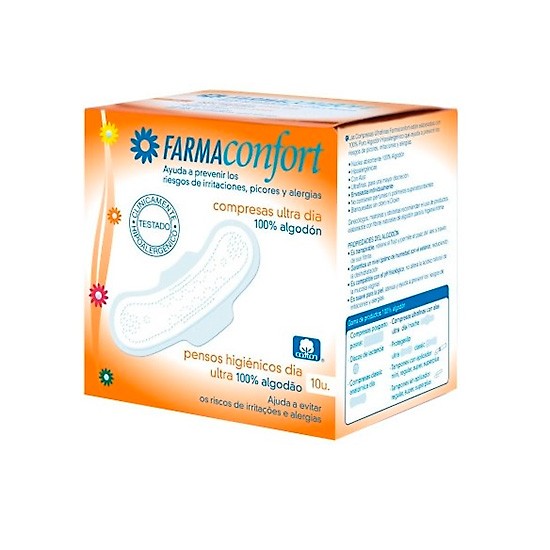 COMPRESA FARMACONFORT DIA ALGODON 10UND.